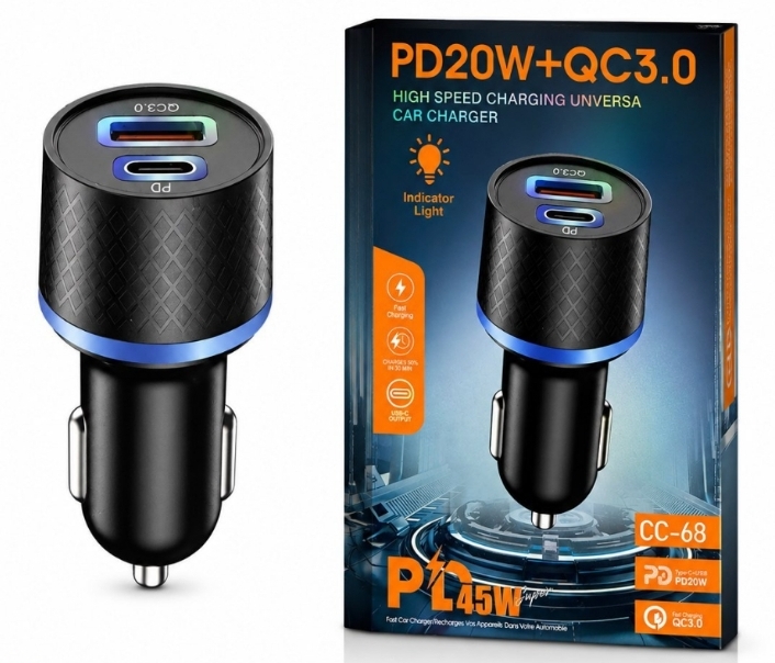 شارژر فندکی 20W PD مدل CC-68