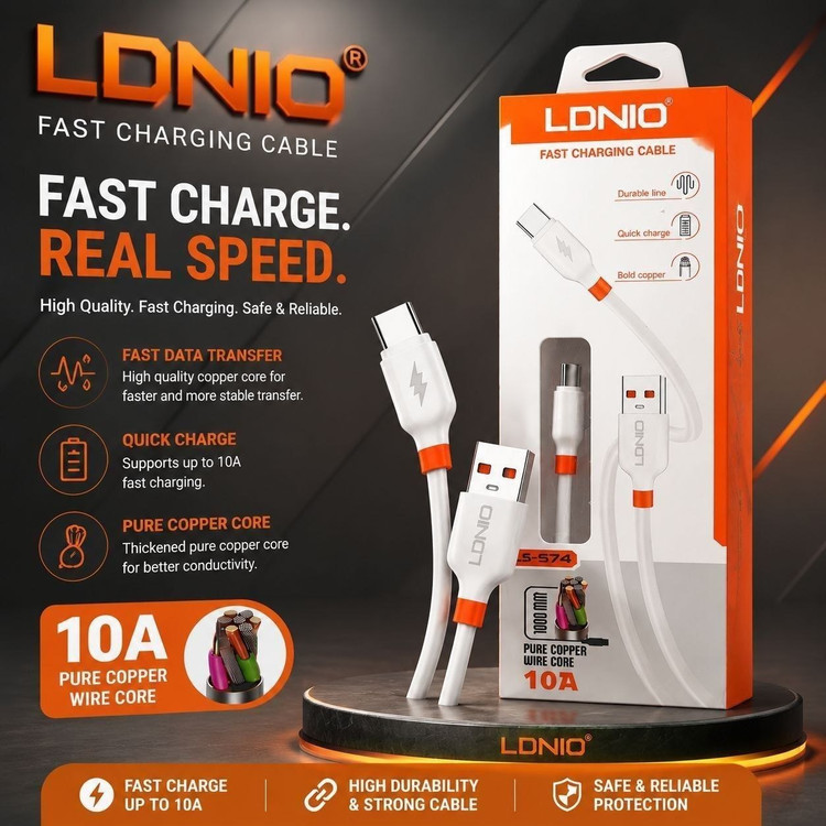 کابل شارژ تایپ سی LDNIO مدل LS-574